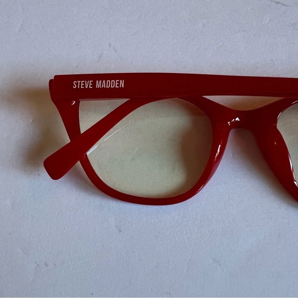STEVE MADDEN BLUE LIGHT READING GLASSES NO MAGNIFICATION RED NWOT